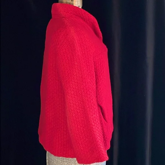 FREE PEOPLE 100% LAMBSWOOL CROPPED RED 3/4 SLEEVE JACKET - L - NWT ! ❤️🎄 - Picture 8 of 12
